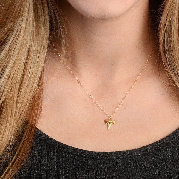 Tiny Shark Tooth Necklace, Dainty Necklace, Layering Necklace, Simple Minimalist Jewelry, Bohemian Necklace, Gold Fill or Sterling Silver