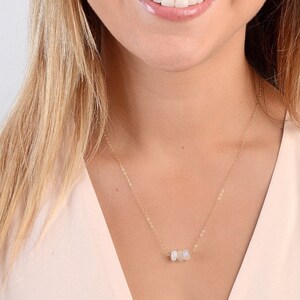 Moonstone Necklace, Moonstone Gemstone Necklace, June Birthstone Necklace, Moonstone Pendant, Layering Necklace, Gold Fill, Rose, Silver