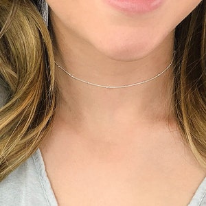 Dainty Chain Choker Necklace, Gold Choker Necklace, Thin Chain Choker, Simple Everyday Choker, 1 2 3 chains, Silver, Gold Filled, Rose Gold