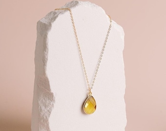 Citrine Necklace, November Birthstone Necklace, Gemstone Necklace, Yellow Stone Necklace, Citrine Jewelry Gift, in 14kt Gold Fill or Silver