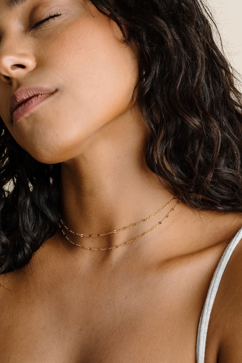 Dainty Chain Choker, Simple Gold Choker, Dainty Jewelry, Layering Necklace, Wrap Choker Necklace, Minimalist Jewelry, Delicate Gold Choker, image 1