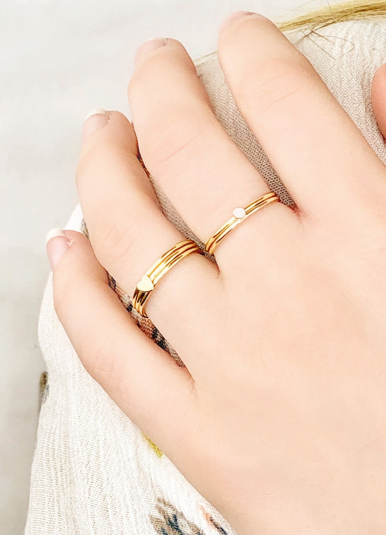 Tiny Heart Ring, Love Ring, Women's Gold Ring, Stacking Rings, 14kt Gold Filled or Sterling Silver, Dainty Ring, Minimalist Jewelry Gift image 6