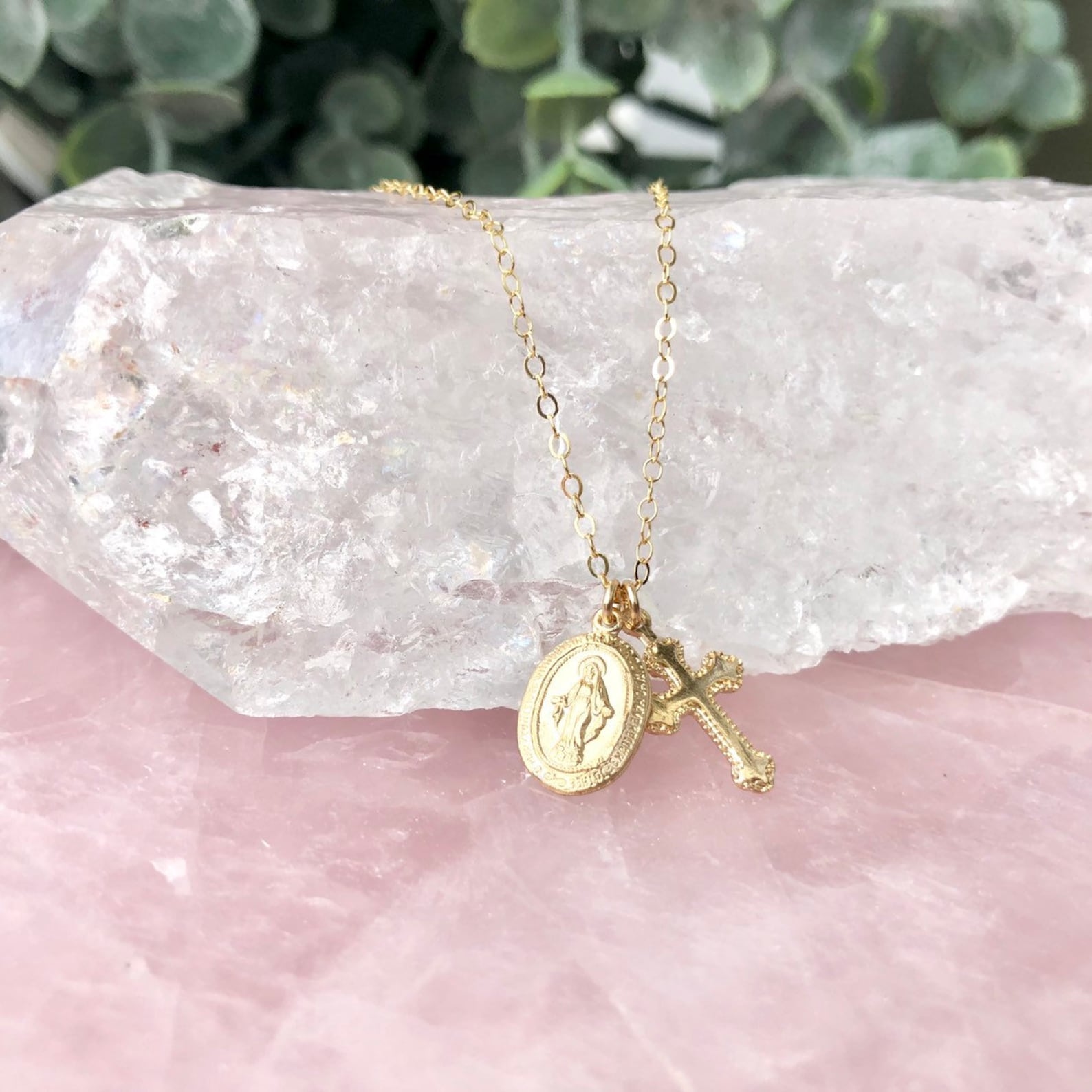 Religious Charm Necklace Virgin Mary Necklace Catholic Etsy