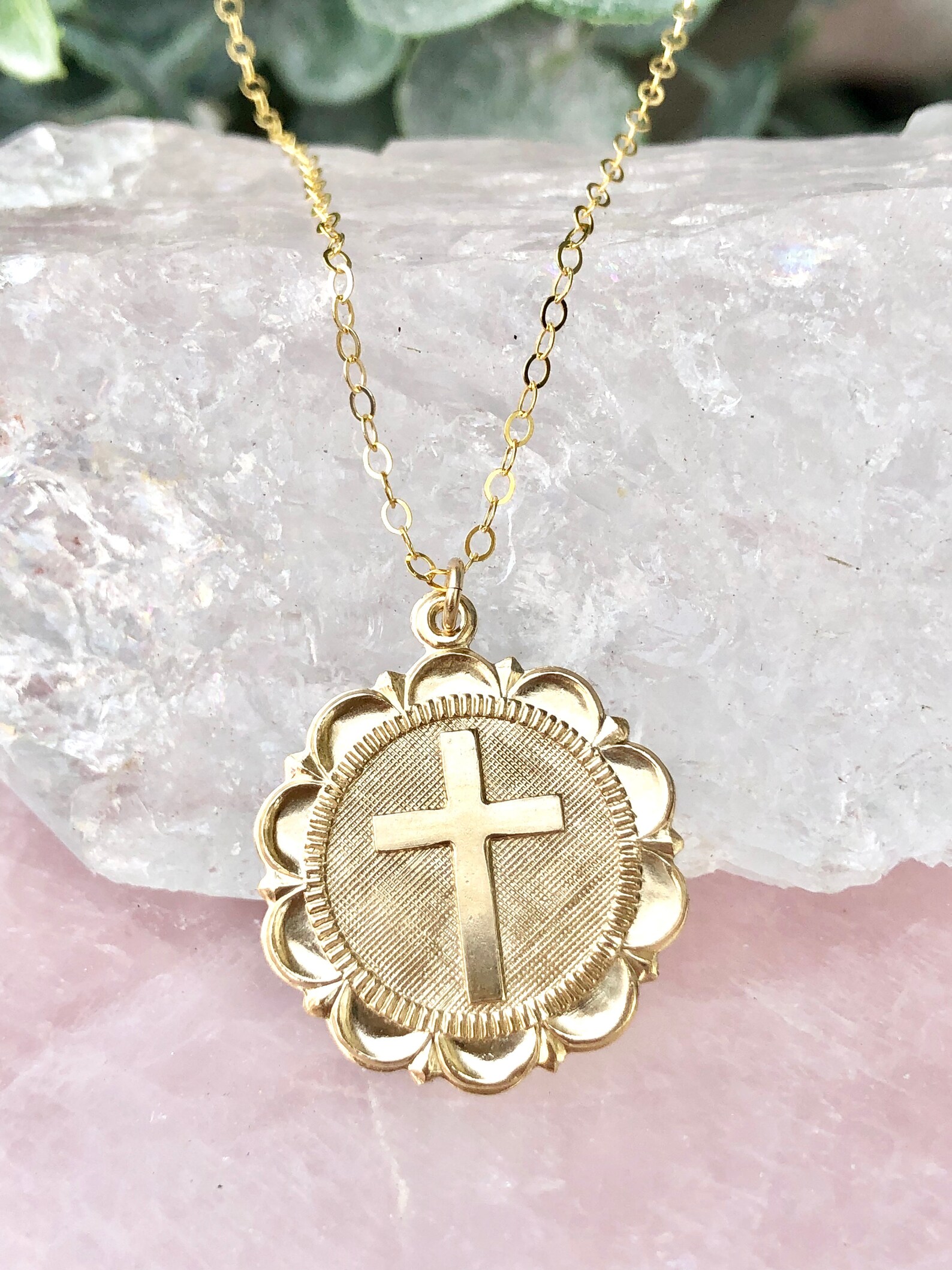 Cross and medallion necklace Clearance