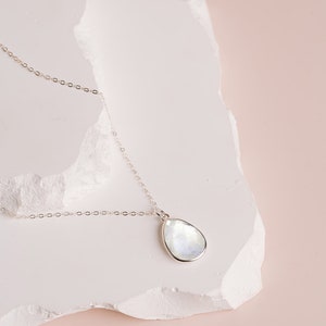 Moonstone Necklace, White Stone Necklace, Dainty Gemstone Necklace, Bridesmaid Necklace, June Birthstone, 14kt Gold Fill or Sterling Silver image 3