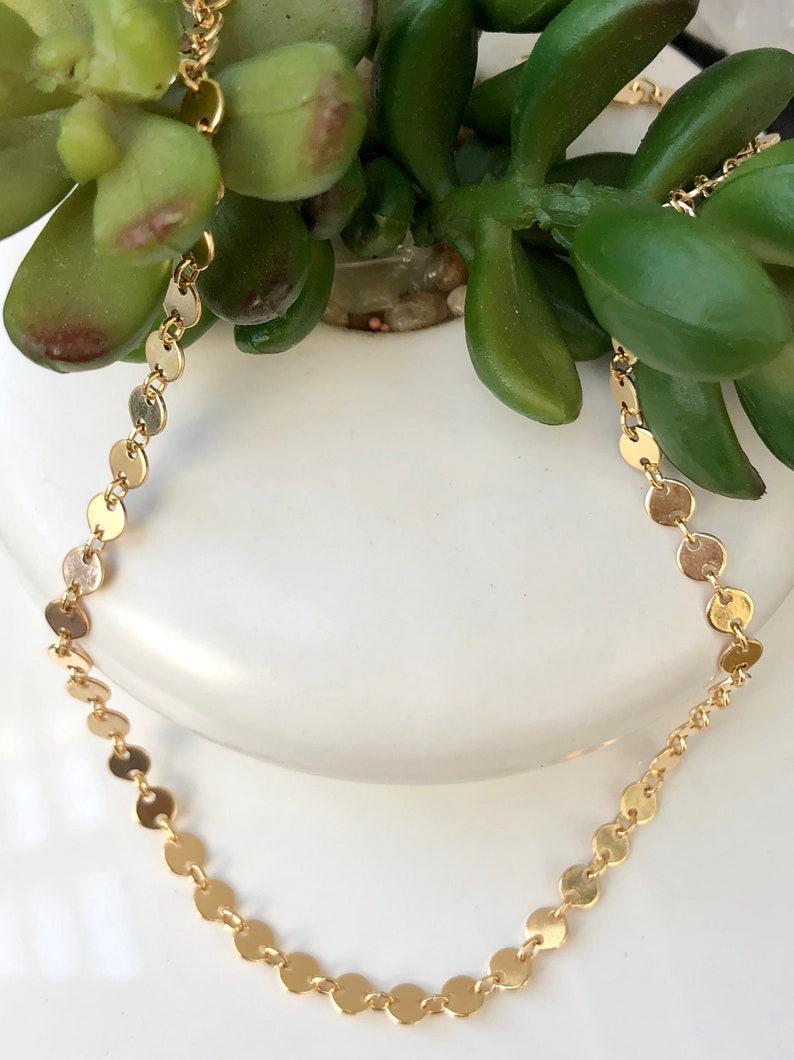 Dainty Gold Choker Necklace Gold Coin Choker Necklace Etsy