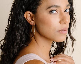 Dainty Hoop Earrings, 14kt Gold Filled Earrings, Sterling Silver or Rose Gold, Minimalist Earrings, Classic Thin Hoops, Thin, Lightweight LB