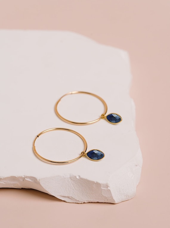 Lapis Lazuli Earrings 14k Gold-plated Sterling Silver Marquise Shape Lapis Lazuli Earrings 14k Gold-plated Sterling Silver Marquise Shape