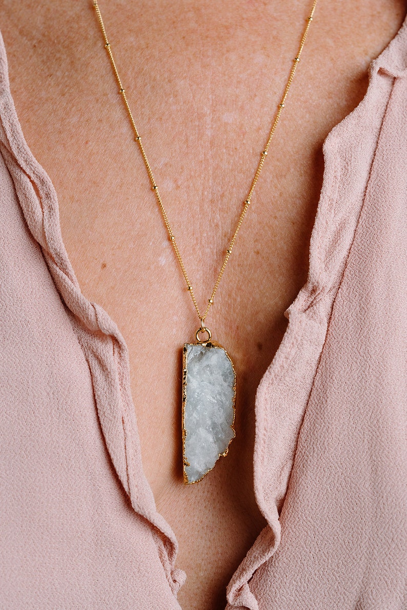 Moonstone Jewelry for Women Crystal Necklace for Her June Birthday Gift for June Birthstone Raw Natural Rainbow Moonstone Gemstone Pendant image 3