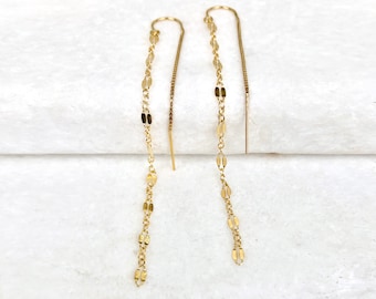 Long Chain Earrings, Dangling Earrings, Threader Earrings, Bridesmaid Earring Gift, 14kt Gold Filled, Rose Gold Filled, Sterling Silver
