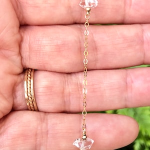 Dainty Herkimer Diamond Choker, Handmade Crystal Quartz Necklace, Delicate Layering Necklace, Healing Necklace, Gold Filled, Rose or Silver image 5