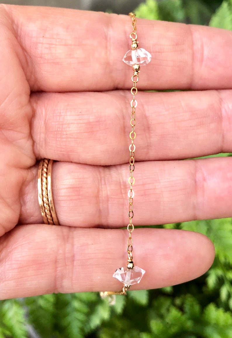 Dainty Herkimer Diamond Choker, Handmade Crystal Quartz Necklace, Delicate Layering Necklace, Healing Necklace, Gold Filled, Rose or Silver image 5