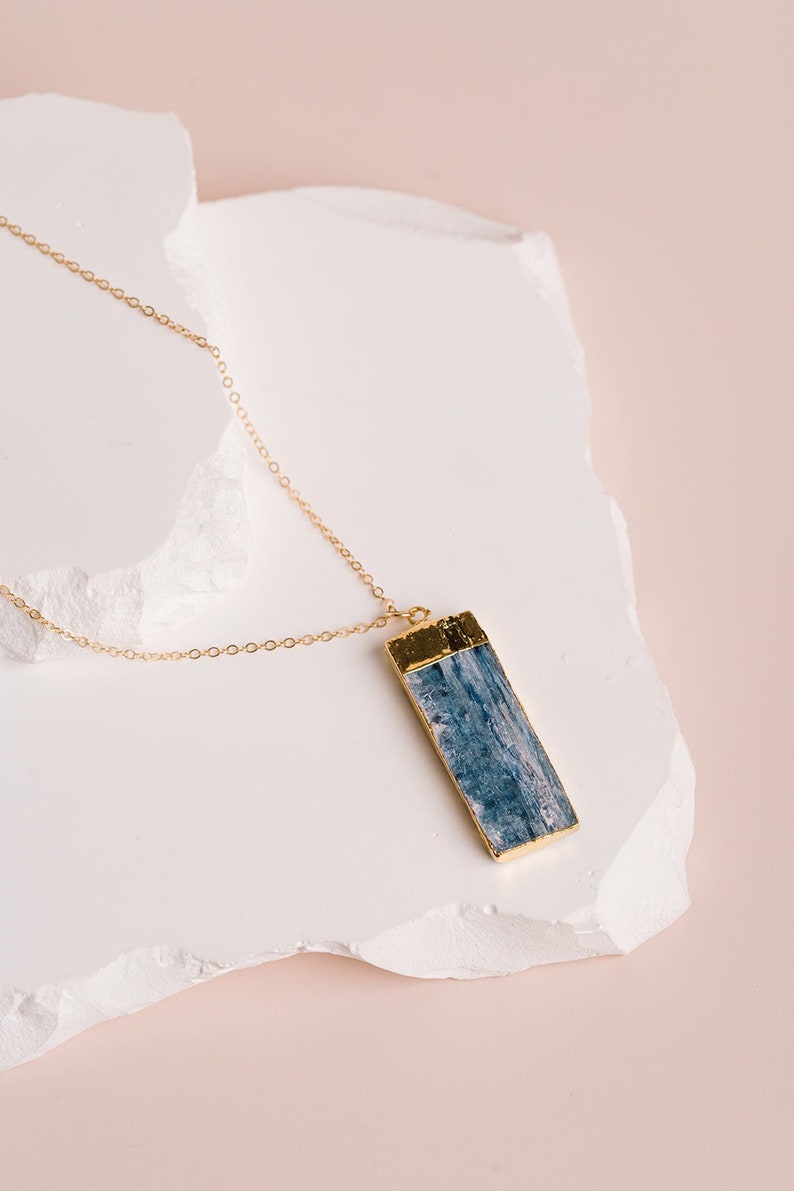 Green Kyanite Necklace, Raw Kyanite Gemstone Necklace, Blue Kyanite Pendant, Rough Gemstone Necklace, in 14kt Gold Filled or Sterling Silver image 5