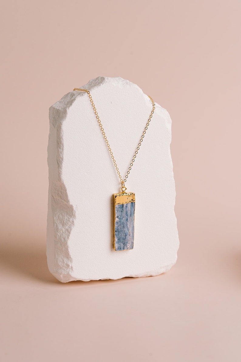 Green Kyanite Necklace, Raw Kyanite Gemstone Necklace, Blue Kyanite Pendant, Rough Gemstone Necklace, in 14kt Gold Filled or Sterling Silver image 7