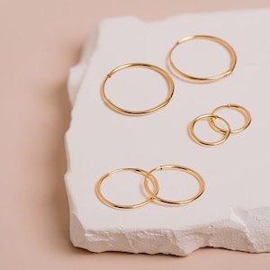 Gold Hoops, Thin Hoop Earrings, Minimalist Earrings, Gold Filled Hoop Earrings, Silver Hoops, Gift for Her, Small Medium Large Hoops image 6