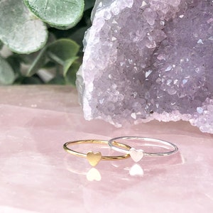 Tiny Heart Ring, Love Ring, Women's Gold Ring, Stacking Rings, 14kt Gold Filled or Sterling Silver, Dainty Ring, Minimalist Jewelry Gift image 2