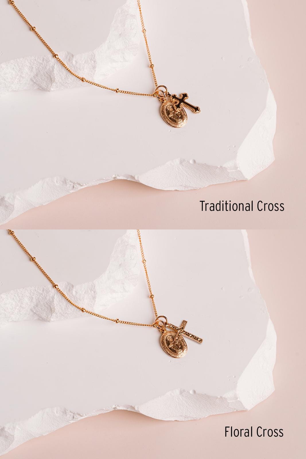 Dainty Virgin Mary Necklace With Cross, Miraculous Pendant