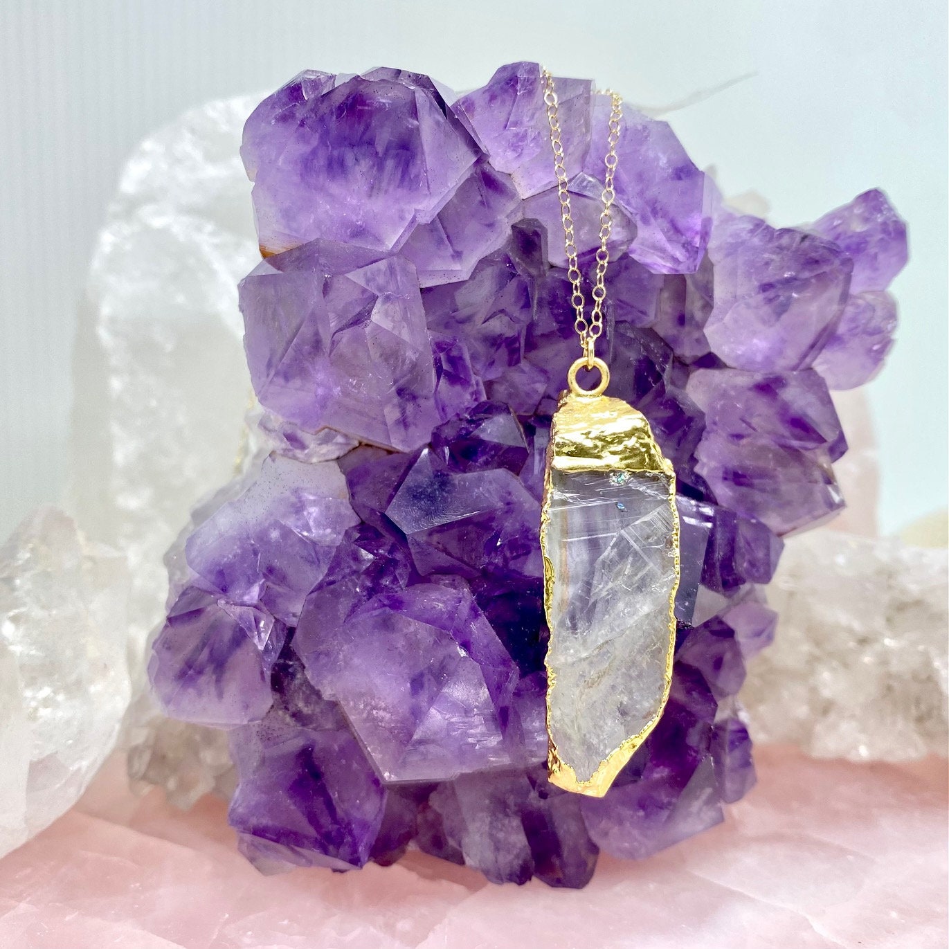 Crystal Necklace Raw Crystal Necklace Healing Crystal Etsy