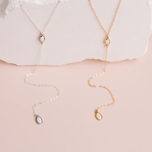 Dainty Opal Lariat, Delicate Y Necklace, Minimalist Necklace, Simple Gold Lariat, Y Drop, Layering Necklace, Everyday Silver Lariat image 7