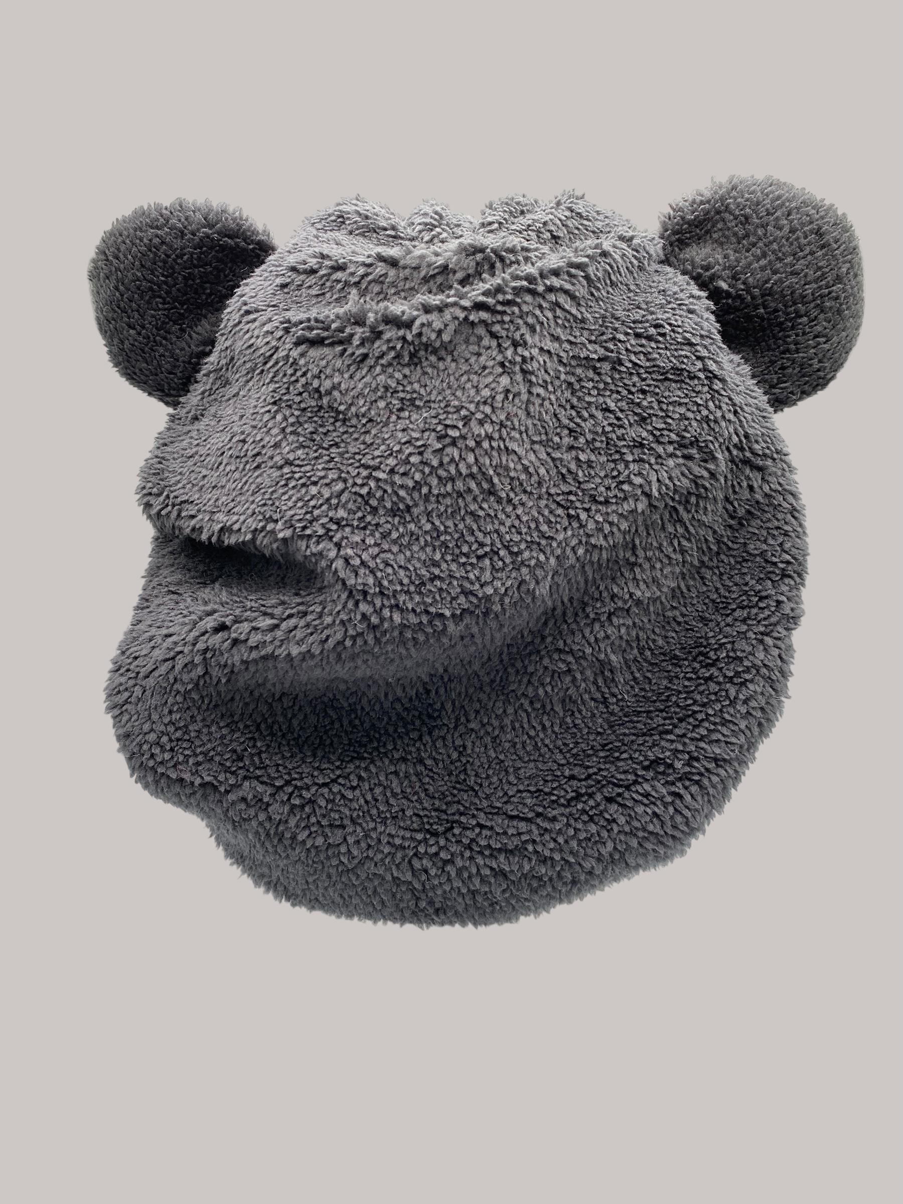 Black Bear Faux Sherpa Bonnet: Handmade Satin Lined Sleeping  display picture 3