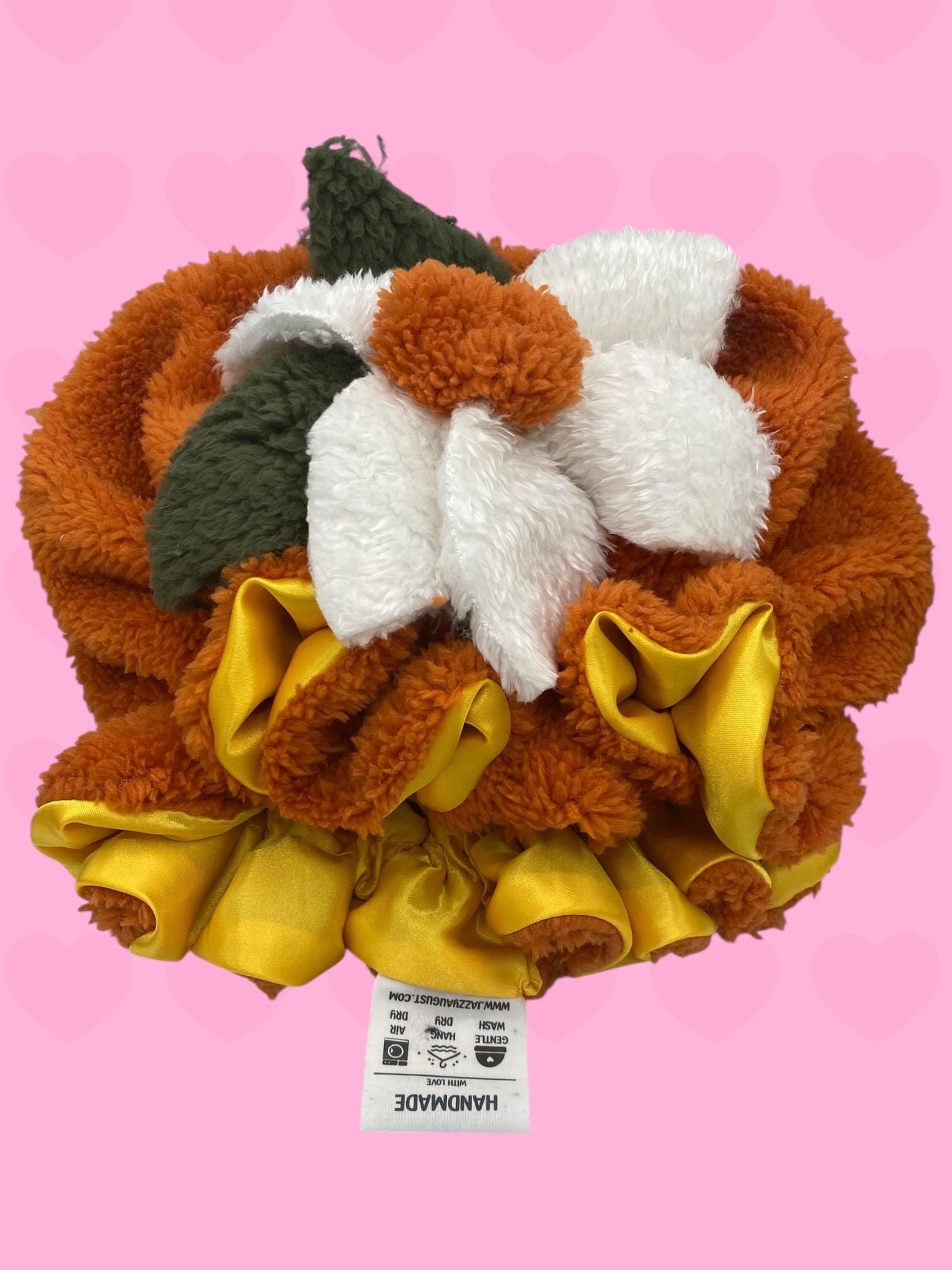 Orange Bloom  Luxe  Fur Bonnet: Yellow Satin Liner © 2025 Jazzy August Ajustable Orange Blossom Faux Sherpa Bonnet: Satin Lined  main image 2