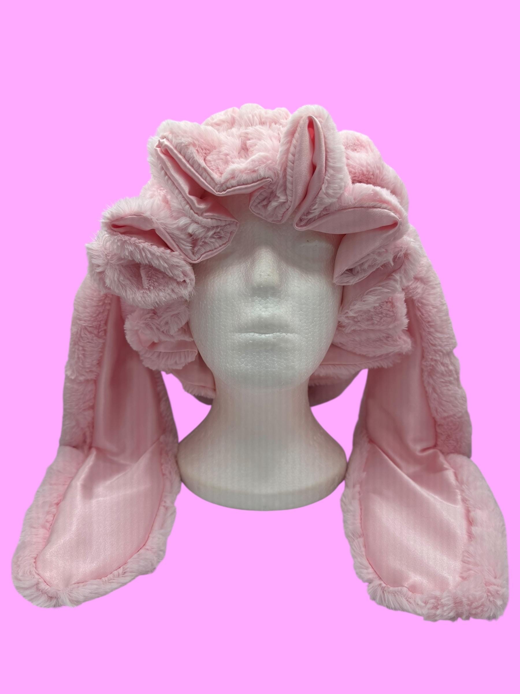 Handmade Ballerina Pink Faux Fur Rabbit Bonnet: Long Ear  display picture 3