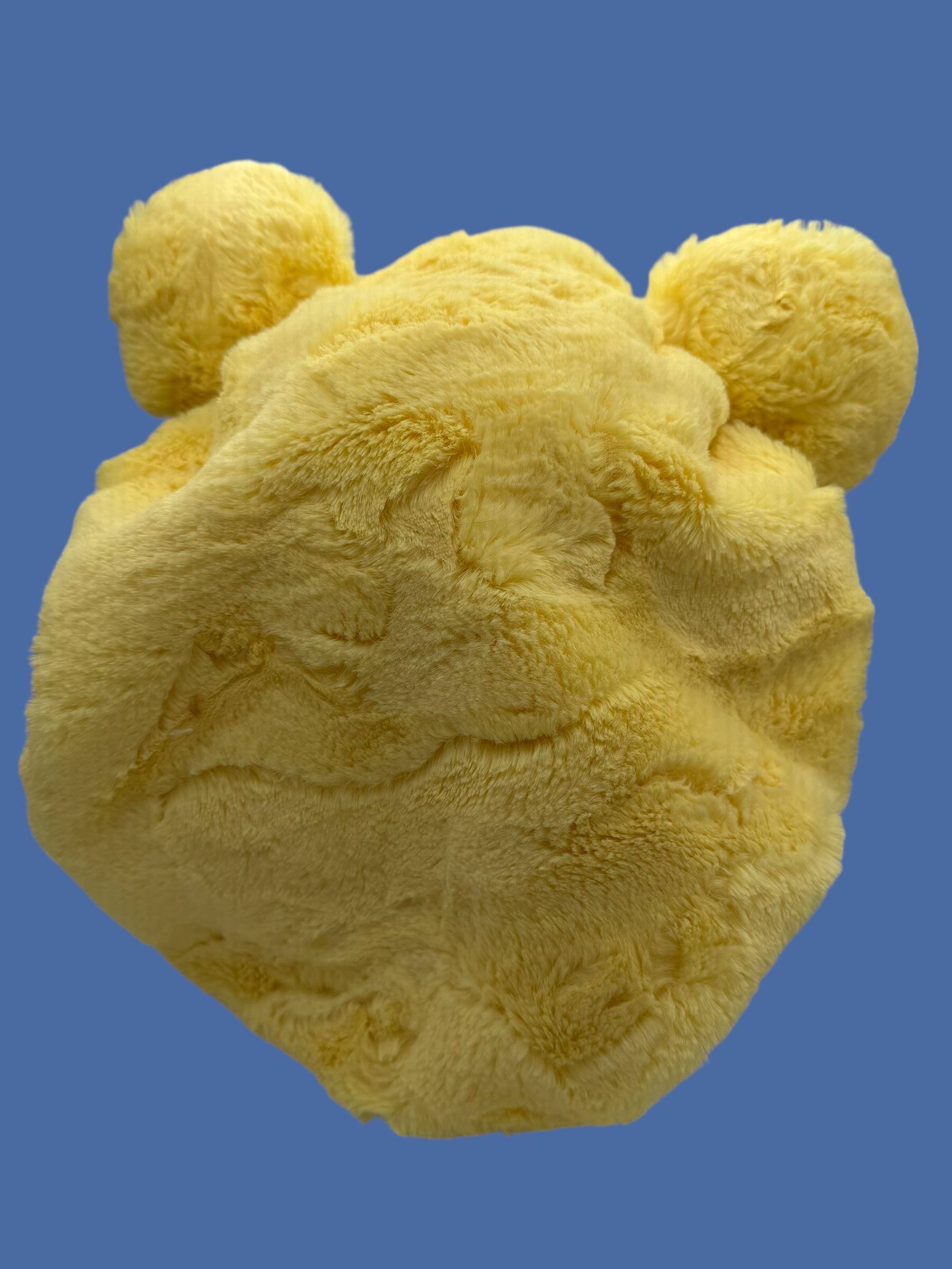 Adjustable Yellow Bear Faux Luxe Fur Bonnet: Handmade Yellow 