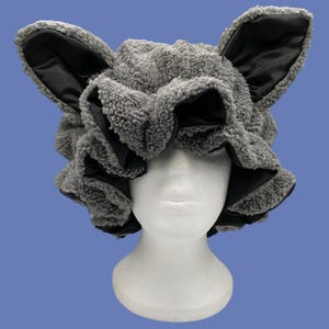 Wolf Sherpa Bonnet: Handmade Animal Satin Lined Sleeping Cap