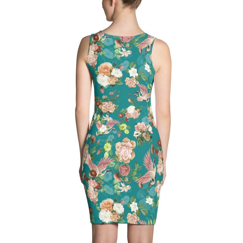 Green Flowers Japanese Style Women/'s Dress