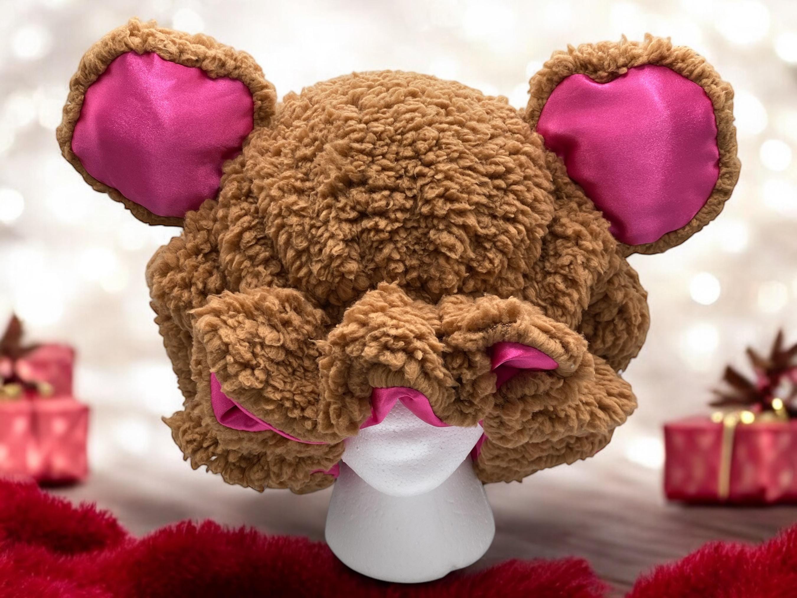 Handmade White Bear Bonnet w/ Pink Satin Lining il_fullxfull.7371358678_b4hm.jpg main image 2