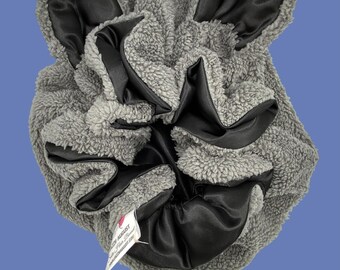 Wolf Sherpa Bonnet: Handmade Animal Satin Lined Sleeping Cap  display picture 1