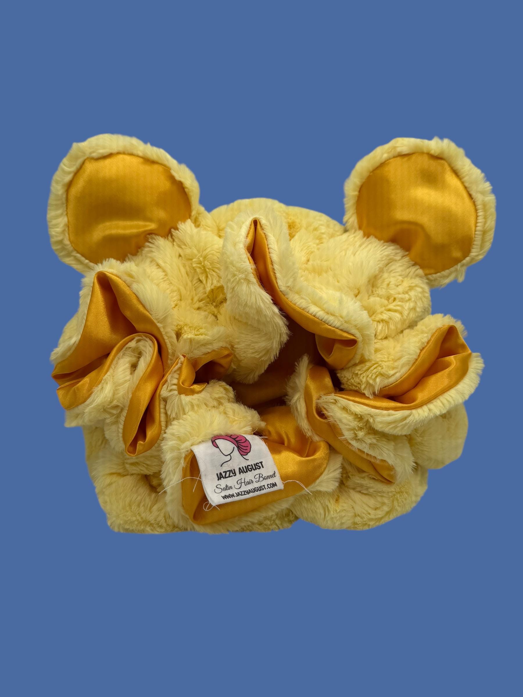 Orange Bloom  Luxe  Fur Bonnet: Yellow Satin Liner © 2025 Jazzy August JazzyAugust - Etsy main image 2