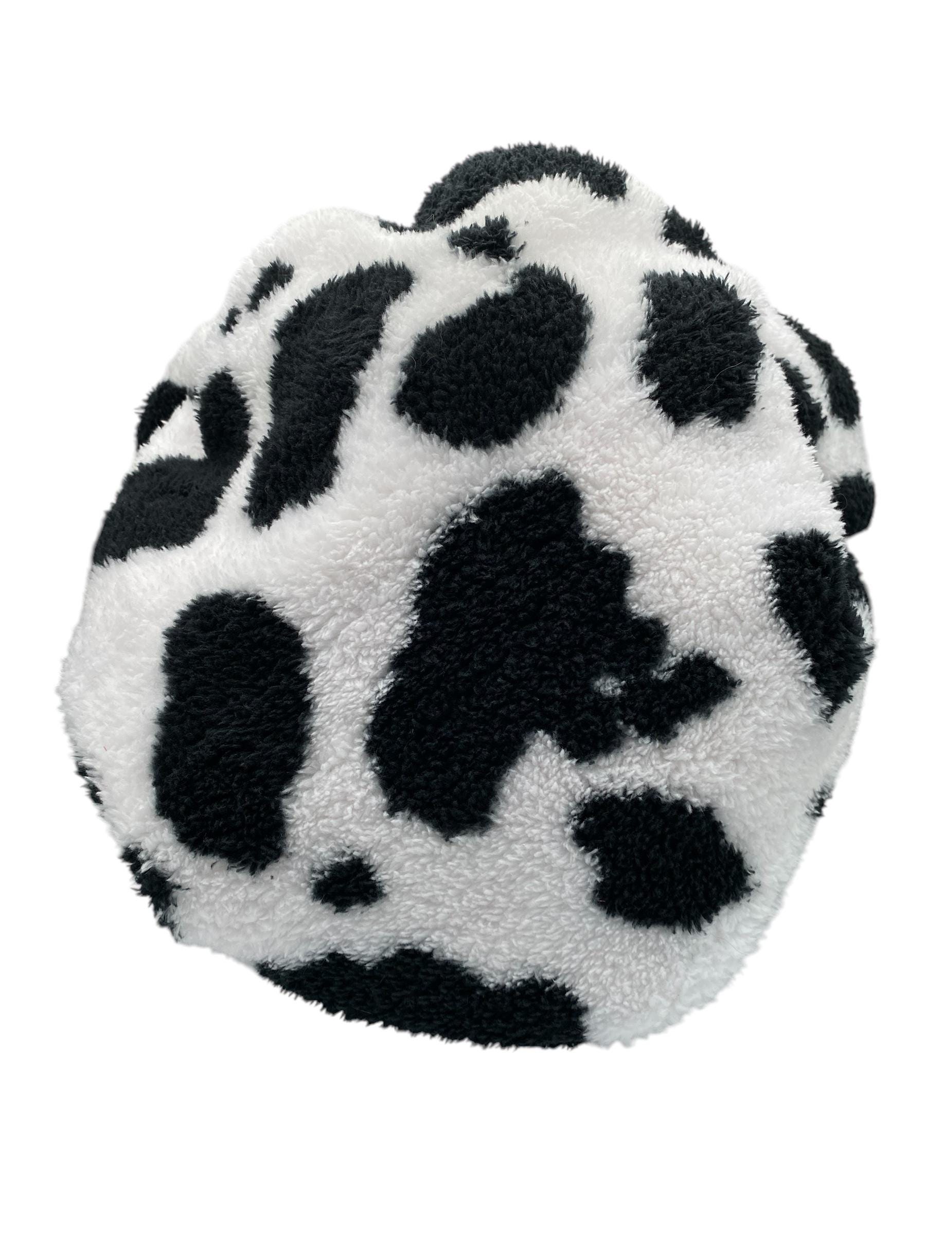 Fun Black and White Cow Bonnet w/ Pink Satin Lining Amazon.com: Jumbo Reversible Double Layer Satin Bonnet for  main image 2