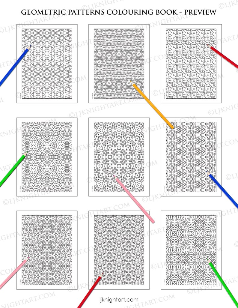 Geometric Patterns Colouring Book for Adults Printable Digital PDF ...