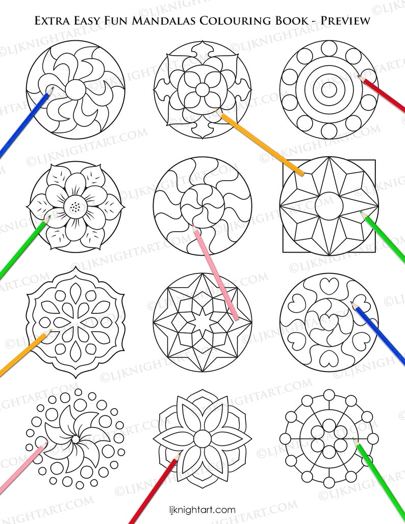 Extra Easy Fun Mandalas PRINTABLE Colouring Book for Kids Digital PDF ...