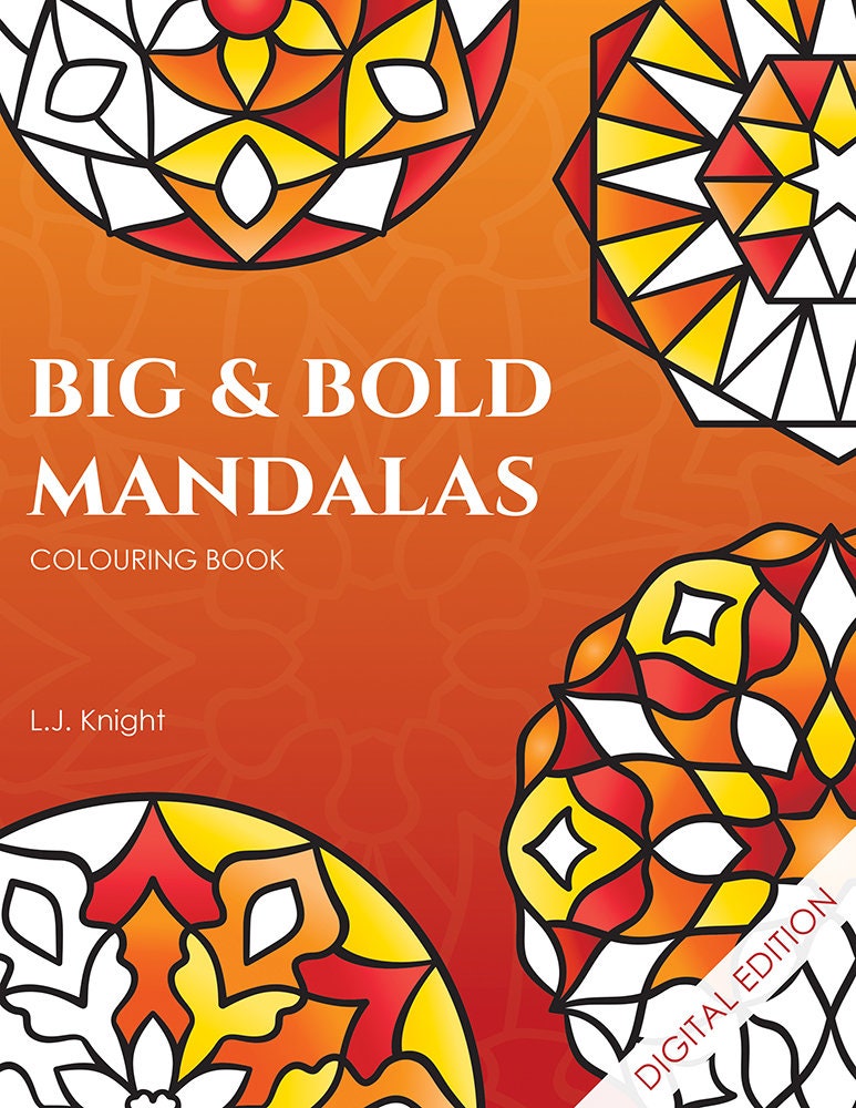 Download Big Bold Mandalas Printable Colouring Book 50 Easy Etsy