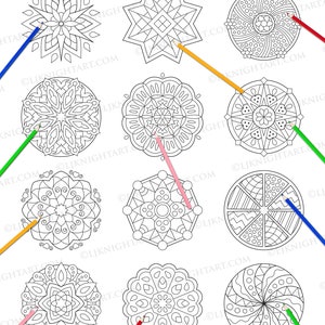 Simple Mandalas Printable Colouring Book Digital PDF Download 50 Easy Mandala Pages to Colour For Adults, Beginners & Children image 5