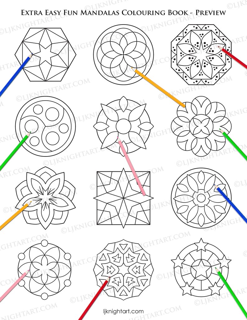 Extra Easy Fun Mandalas PRINTABLE Colouring Book for Kids Digital PDF ...