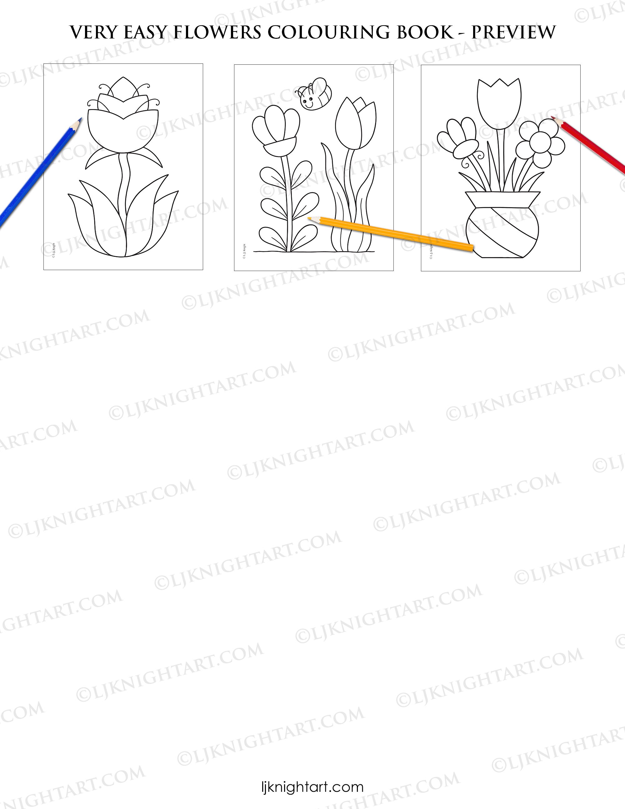 Very Easy Flowers Printable Colouring Book for Toddlers & Young Kids ...
