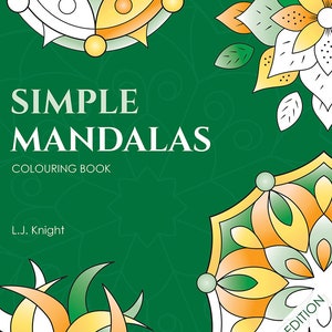 Simple Mandalas Printable Colouring Book Digital PDF Download 50 Easy Mandala Pages to Colour For Adults, Beginners & Children image 1