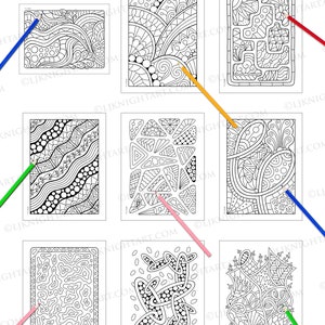 Easy Doodle Abstract Printable Colouring Book 30 Simple Hand Drawn Designs For Adults, Beginners & Children Digital PDF Download image 2