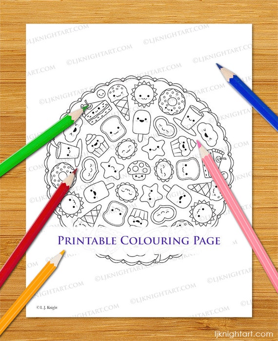 Cute Kawaii Mandala Cartoon Printable Colouring Page for