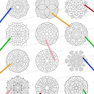 Simple Mandalas Printable Colouring Book Digital PDF Download 50 Easy Mandala Pages to Colour For Adults, Beginners & Children image 4