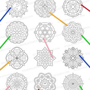 Simple Mandalas Printable Colouring Book Digital PDF Download 50 Easy Mandala Pages to Colour For Adults, Beginners & Children image 3