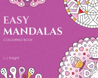 Easy Mandalas Printable Colouring Book For Adults and Kids - 50 Simple Mandala Pages - Digital PDF Beginners