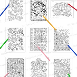 Easy Doodle Abstract Printable Colouring Book 30 Simple Hand Drawn Designs For Adults, Beginners & Children Digital PDF Download image 4