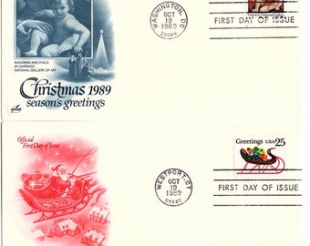 25c 1989 Christmas  First Day Covers