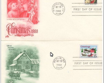 25c 1988 Christmas  First Day Covers