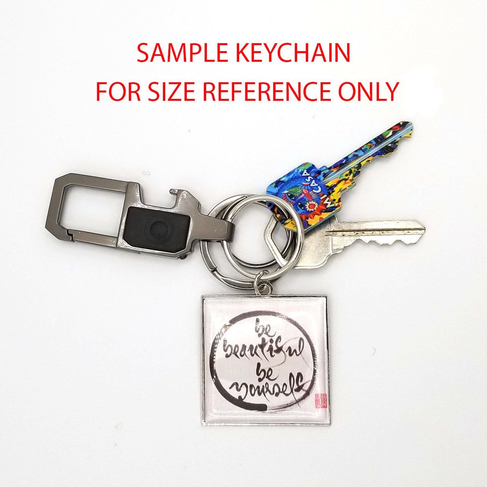 Zen Keychain Calligraphy Keychain - Zen Art - Mindfulness Reminder - Etsy