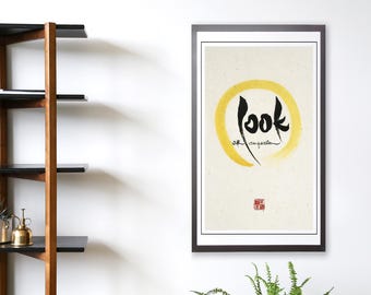 Look with compassion - Thich Nhat Hanh (Gold Enso) many sizes